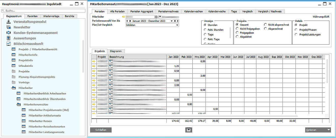 Mitarbeiterauswertung in MariProject 
