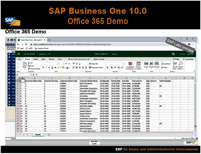 SAP Business One 10 Office 365 Demo